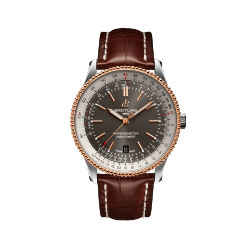 Breitling U17326211M1P1 : Navitimer Automatic 41 Automatic Stainless Steel / Rose Gold / Grey / Croco / Pin