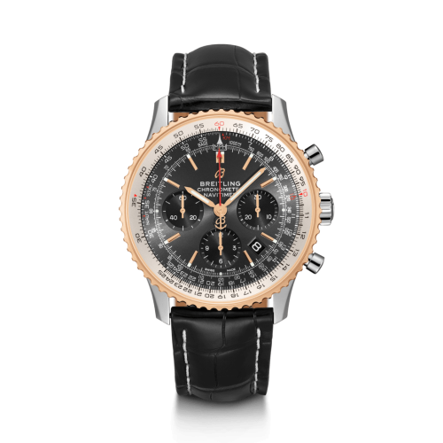 Breitling UB0121211F1P2 : Navitimer 1 B01 Chronograph 43 Stainless Steel / Red Gold / Grey / Croco / Folding