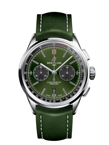 Breitling AB0118A11L1X1 : Premier B01 Chronograph 42 Bentley Stainless Steel / Green / Calf / Folding