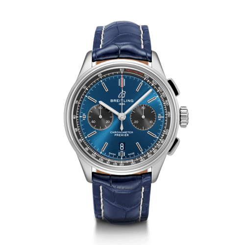 Breitling AB0118A61C1P2 : Premier B01 Chronograph 42 Stainless Steel / Blue / Croco / Pin
