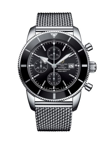 Breitling A1331212/BF78/152A : Superocean Heritage II 46 Chronograph Stainless Steel / Black / Black /  Milanese