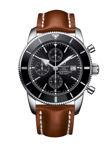 Breitling A1331212/BF78/439X/A20BA.1 : Superocean Heritage II 46 Chronograph Stainless Steel / Black / Black /  Calf / Pin