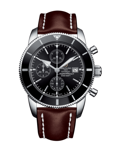 Breitling A1331212/BF78/443X/A20BA.1 : Superocean Heritage II 46 Chronograph Stainless Steel / Black / Black /  Calf / Pin