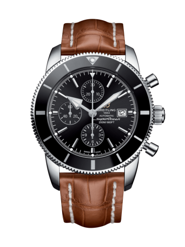 Breitling A1331212/BF78/755P/A20D.1 : Superocean Heritage II 46 Chronograph Stainless Steel / Black / Black /  Croco / Folding