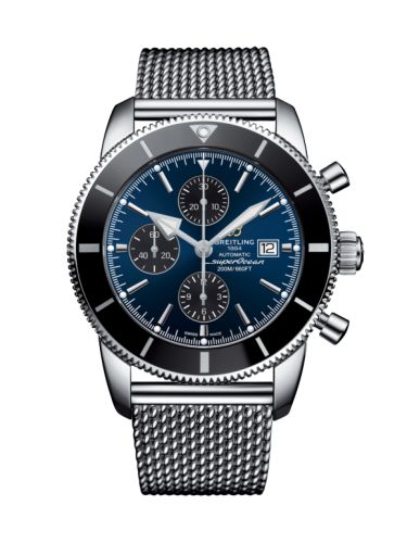 Breitling A1331212/C968/152A : Superocean Heritage II 46 Chronograph Stainless Steel / Black / Blue /  Milanese