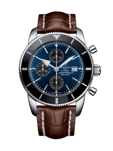 Breitling A1331212/C968/756P/A20BA.1 : Superocean Heritage II 46 Chronograph Stainless Steel / Black / Blue / Croco / Pin