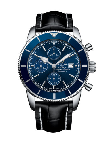 Breitling A1331216/C963/761P/A20D.1 : Superocean Heritage II 46 Chronograph Stainless Steel / Blue / Blue /  Croco / Folding