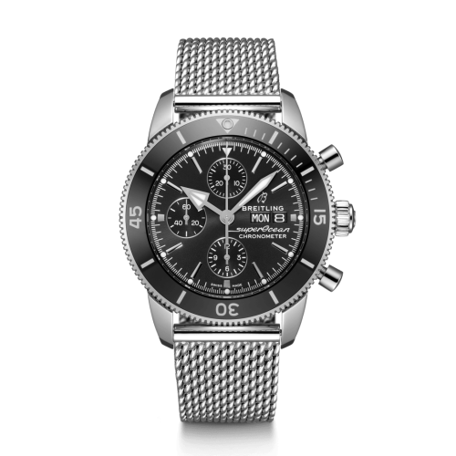 Breitling A13313121B1A1 : Superocean Heritage II Chronograph 44 Stainless Steel / Black / Milanese