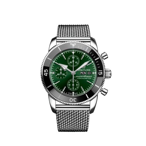 Breitling A13313121L1A1 : Superocean Heritage II Chronograph 44 Stainless Steel / Green / Milanese