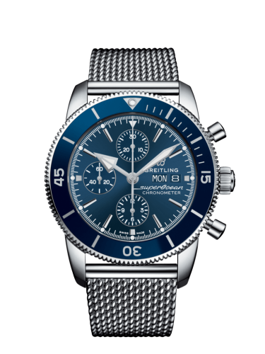 Breitling A13313161C1A1 : Superocean Heritage II Chronograph 44 Stainless Steel / Blue / Milanese