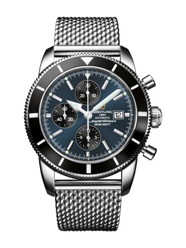 Breitling A1332024.C817.152A : Superocean Heritage 46 Chronograph Stainless Steel / Black / Gun Blue / Milanese