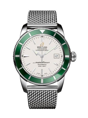 Breitling A1732136.G717.154A : Superocean Heritage 42 Stainless Steel / Green / Stratus Silver / Milanese