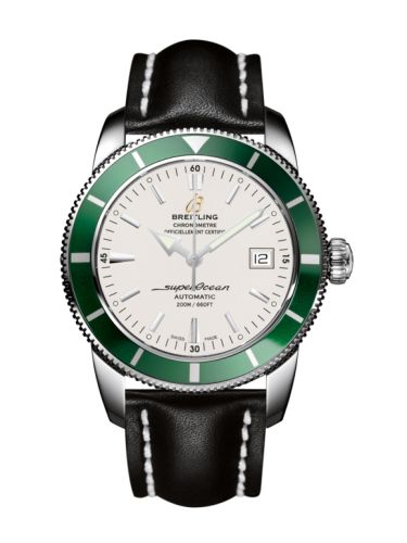 Breitling A1732136.G717.435X : Superocean Heritage 42 Stainless Steel / Green / Stratus Silver / Calf