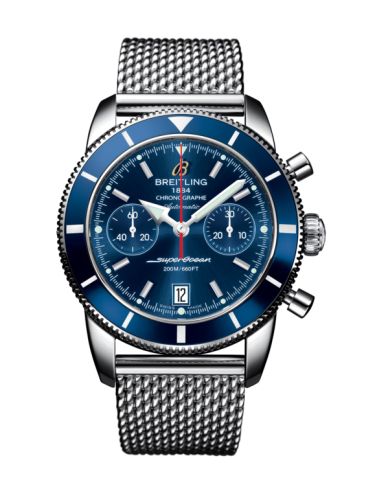 Breitling A2337016.C856.154A : Superocean Heritage 44 Chronograph Stainless Steel / Blue / Blue / Milanese