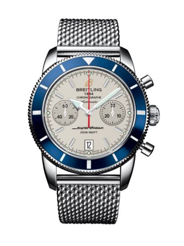 Breitling A2337016.G753.154A : Superocean Heritage 44 Chronograph Stainless Steel / Blue / Silver / Milanese