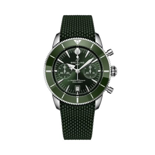 Breitling AB0156361L1S1 : Superocean Heritage B01 Chronograph 42 Stainless Steel / Green / Rubber