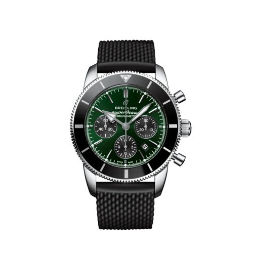 Breitling AB01621A1L1S1 : Superocean Heritage II B01 Chronograph 44 Stainless Steel / Green / Rubber