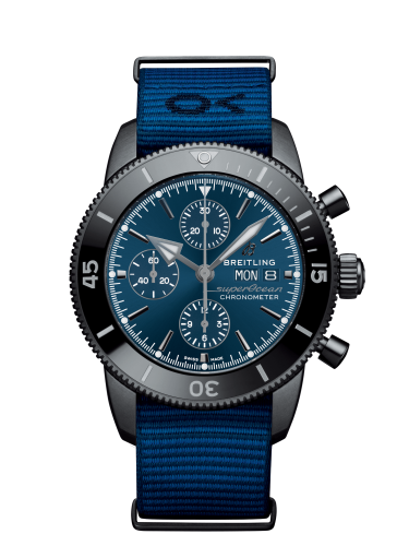 Breitling M133132A1C1W1 : Superocean Heritage II Chronograph 44 Outerknown Stainless Steel / Blue / Econyl