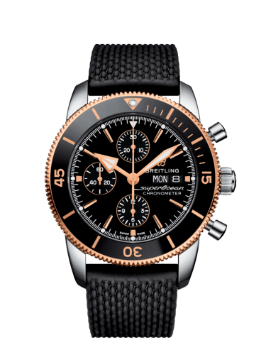 Breitling U13313121B1S1 : Superocean Heritage II Chronograph 44 Stainless Steel / Rose Gold / Black / Rubber / Folding