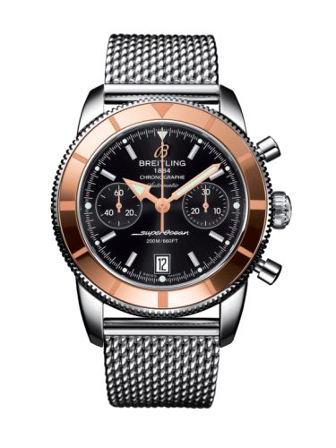 Breitling U2337012.BB81.154A : Superocean Heritage 44 Chronograph Stainless Steel / Red Gold / Black / Milanese