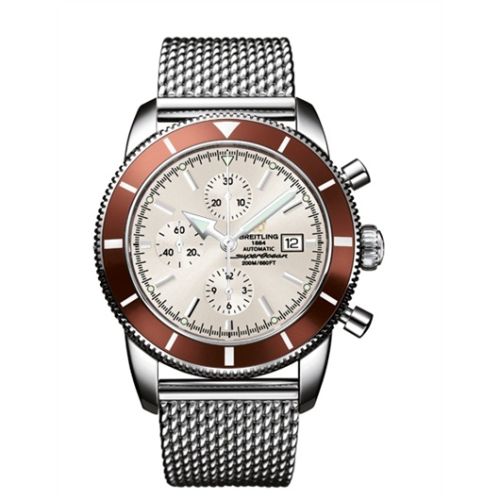 Breitling A1332033.G698.144A Superocean Heritage 46 Chronograph Stainless Steel Bronze Stratus Silver Milanese WatchBase