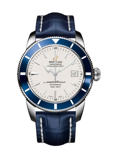 Breitling A1732116.G717.731P : Superocean Heritage 42 Stainless Steel / Blue / Stratus Silver / Croco