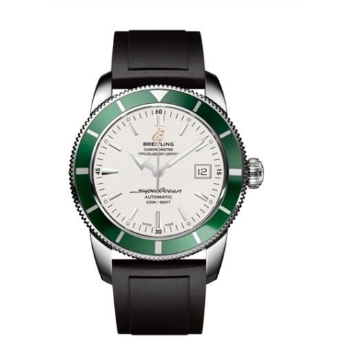 Breitling A1732136.G717.131S : Superocean Heritage 42 Stainless Steel / Green / Stratus Silver / Rubber 