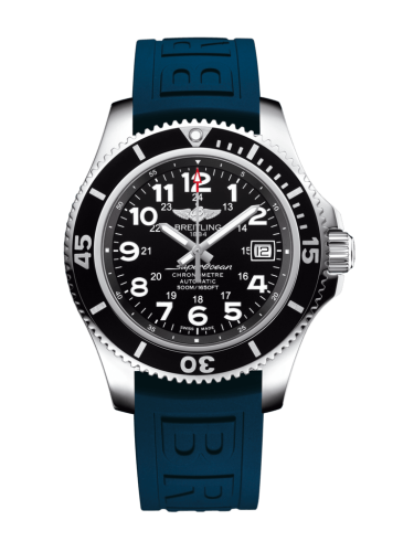 Breitling A17365C9/BD67/148S/A18S.1 : Superocean II 42 Stainless Steel / Volcano Black / Rubber / Pin