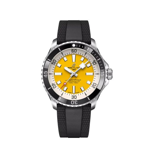Breitling A17375211I1S1 : SuperOcean Automatic 42 Stainless Steel / Yellow / Rubber