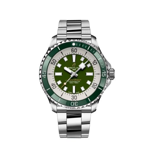 Breitling A17376A31L1A1 : SuperOcean Automatic 44 Stainless Steel / Green / Bracelet