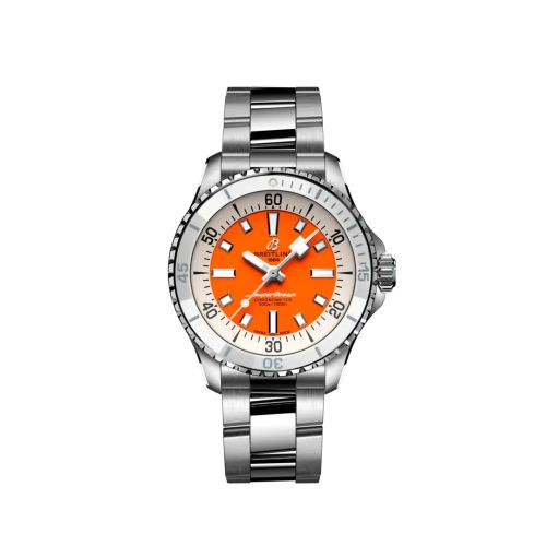 Breitling A17377211O1A1 : SuperOcean Automatic 36 Stainless Steel / Orange / Bracelet