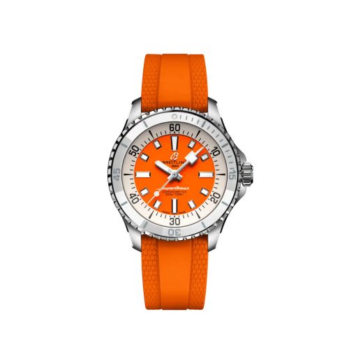 Breitling A17377211O1S1 : SuperOcean Automatic 36 Stainless Steel / Orange / Rubber