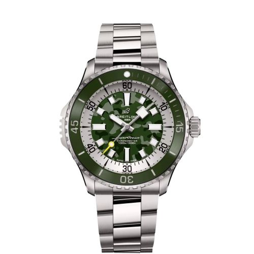 Breitling E10379D31L1E1 : SuperOcean Automatic 46 Super Diver Titanium /  Green Camouflage / Bracelet