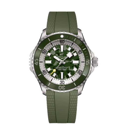 Breitling E10379D31L1S1 : SuperOcean Automatic 46 Super Diver Titanium /  Green Camouflage / Rubber