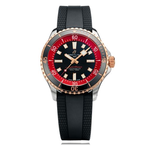 Breitling U173752A1B1S1 : SuperOcean Automatic 42 Stainless Steel - Red Gold / Black - Red / Bucherer