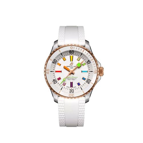 Breitling U17377211A1S1 : SuperOcean Automatic 36 Stainless Steel - Red Gold / White - Rainbow