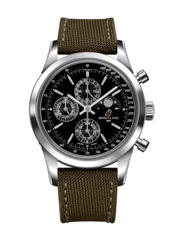 Breitling A1931012/BB68/106W/A20BA.1 : Transocean Chronograph 1461 Stainless Steel / Black / Military / Pin