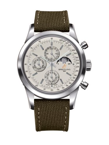 Breitling A1931012/G750/106W/A20BA.1 : Transocean Chronograph 1461 Stainless Steel / Silver / Military / Pin