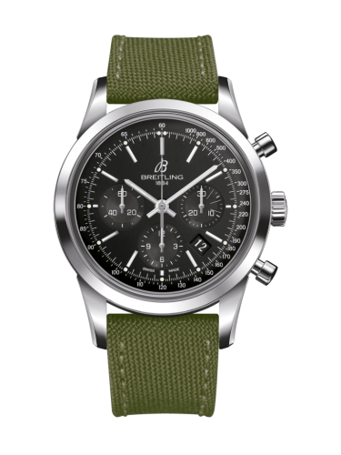 Breitling AB015212/BA99/106W/A20BA.1 : Transocean Chronograph Stainless Steel / Black / Military / Pin