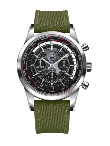 Breitling AB0510U4.BE84.105W. : Transocean Chronograph Unitime Stainless Steel / Black / Military