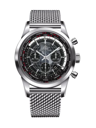 Breitling AB0510U4.BE84.152A : Transocean Chronograph Unitime Stainless Steel / Black / Milanese