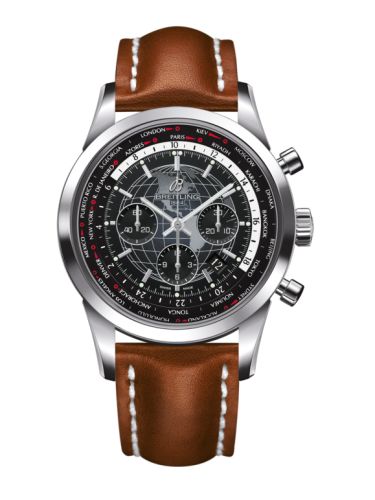 Breitling AB0510U4.BE84.439X : Transocean Chronograph Unitime Stainless Steel / Black / Calf