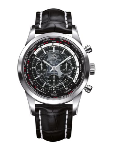 Breitling AB0510U4.BE84.760P : Transocean Chronograph Unitime Stainless Steel / Black / Croco