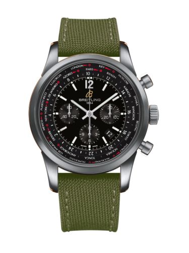Breitling AB0510U6.BC26.105W : Transocean Chronograph Unitime Pilot Stainless Steel / Black / Military