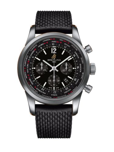 Breitling AB0510U6|BC26|267S : Transocean Chronograph Unitime Pilot Stainless Steel / Black / Rubber