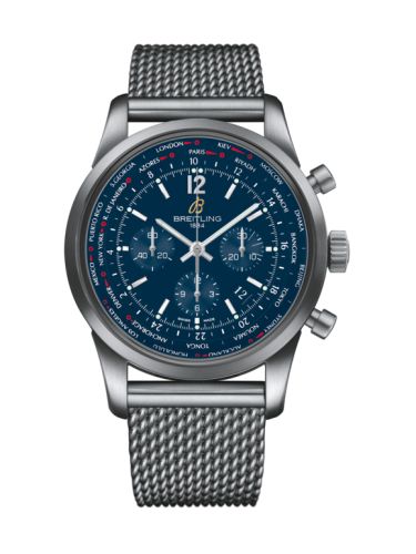 Breitling AB0510U9.C879.159A : Transocean Chronograph Unitime Pilot Stainless Steel / Blue / Milanese