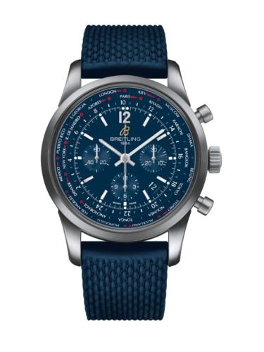 Breitling AB0510U9.C879.277S : Transocean Chronograph Unitime Pilot Stainless Steel / Blue / Rubber