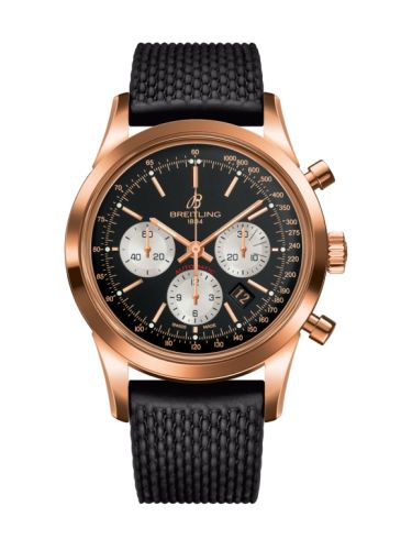Breitling RB015212.BF15.737P : Transocean Chronograph Red Gold / Reverse Panda / Rubber Aero Classic