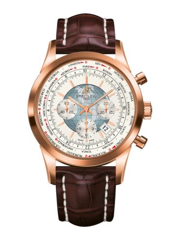 Breitling RB0510U0.A733.756P : Transocean Chronograph Unitime Red Gold / Silver / Croco