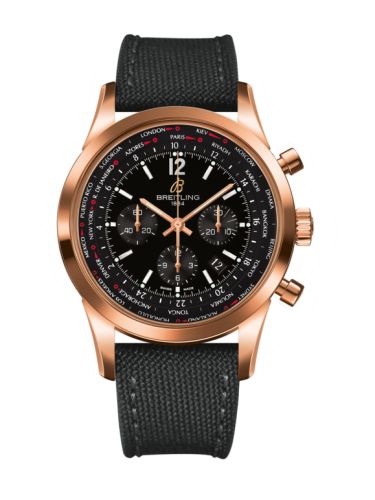 Breitling RB0510U5.BC39.100W : Transocean Chronograph Unitime Pilot Red Gold / Black / Military